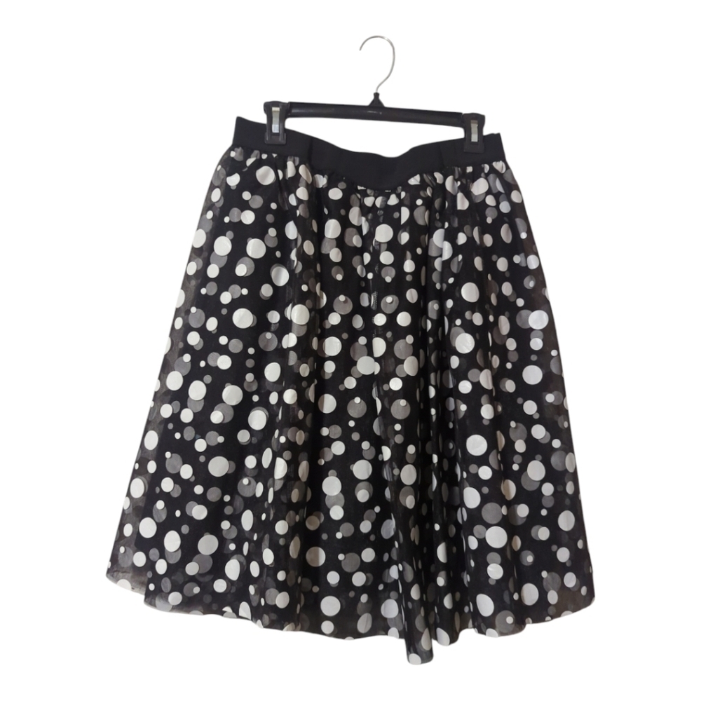 Lane Bryant Black & White Polka Dot Party Skirt with Tulle - Picture 3 of 8